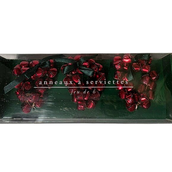 New Pier 1 Imports Jingle Bell Napkin Rings Holders Red Christmas Holiday Set 6 - Picture 7 of 7